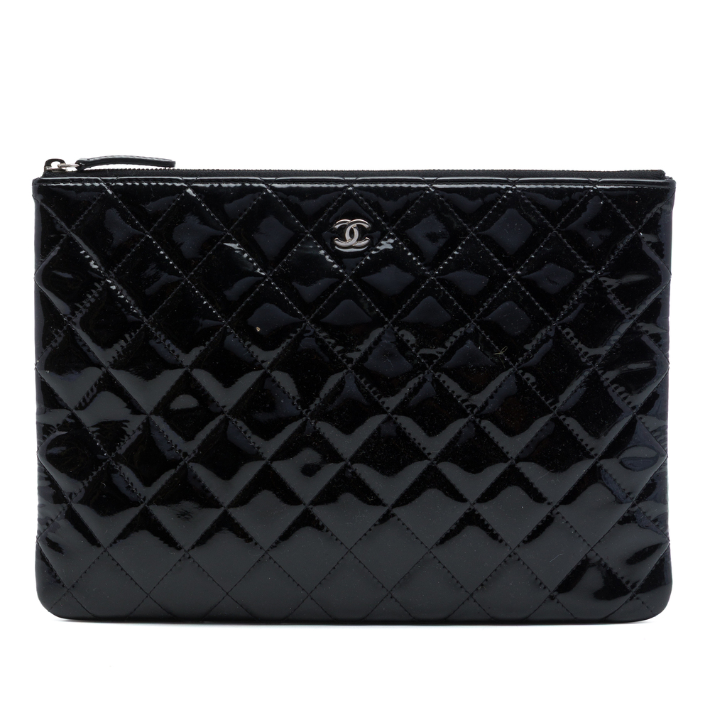 Pre-Loved Chanel Medium Quilted Patent O Case Clutch